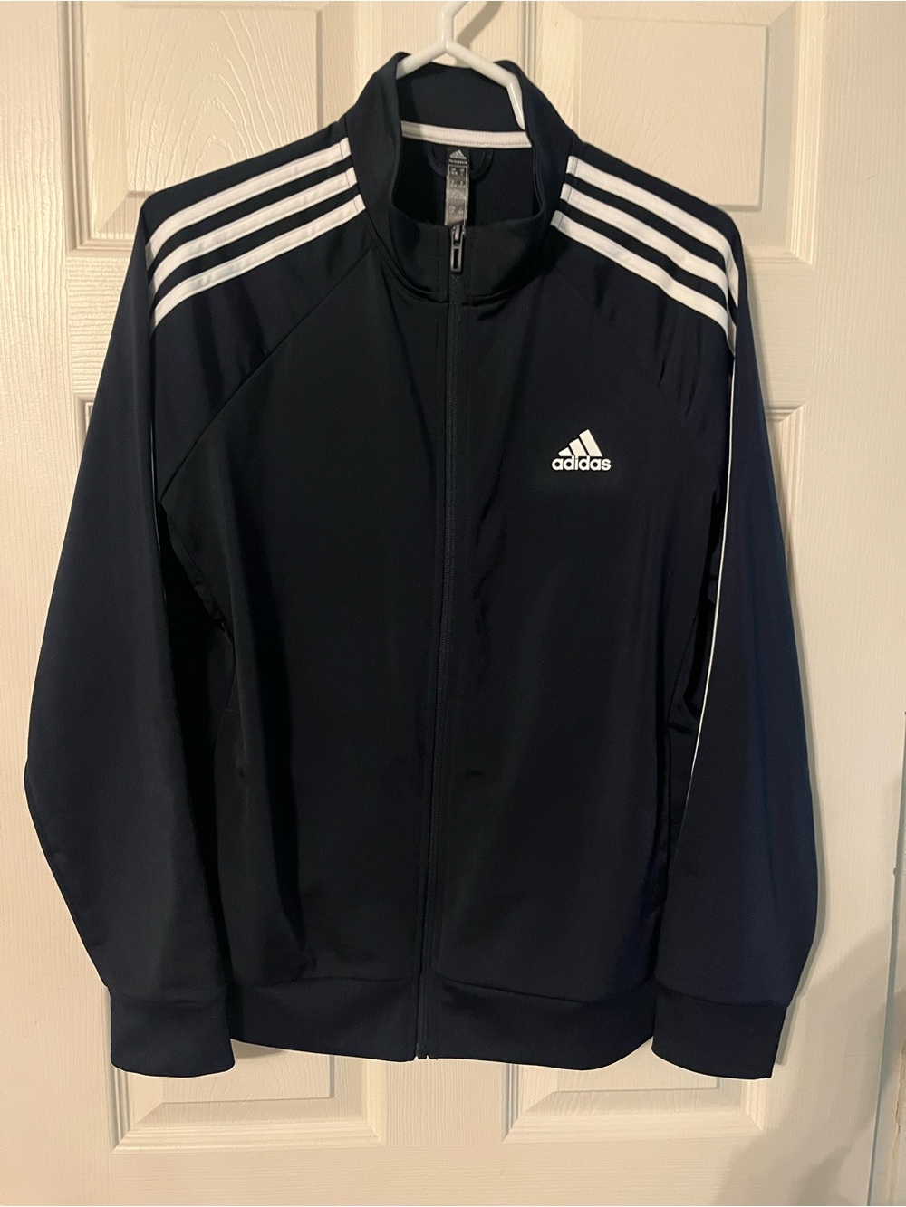 Adidas Women’s Black Track Jacket with White Stripes
